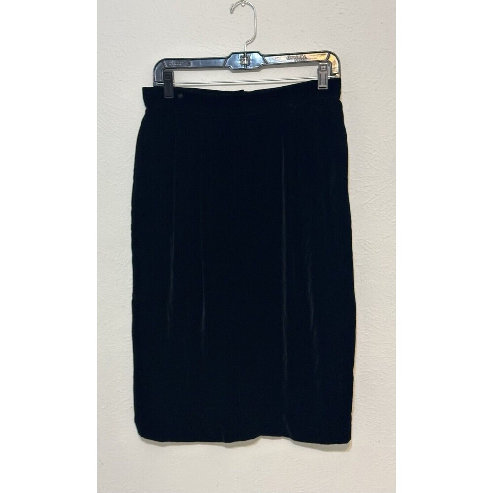 Flora Kung Women Size 10 Black Velvet Silk/Rayon Midi Skirt Y2K Goth Luxury